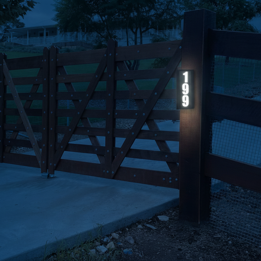 Rural illuminated Street Number - Solar Powered